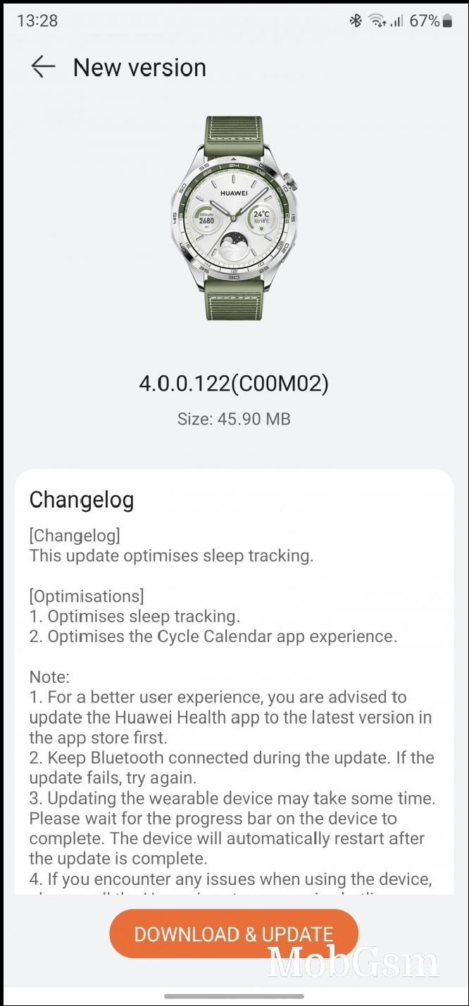 Huawei Watch GT4 changelog