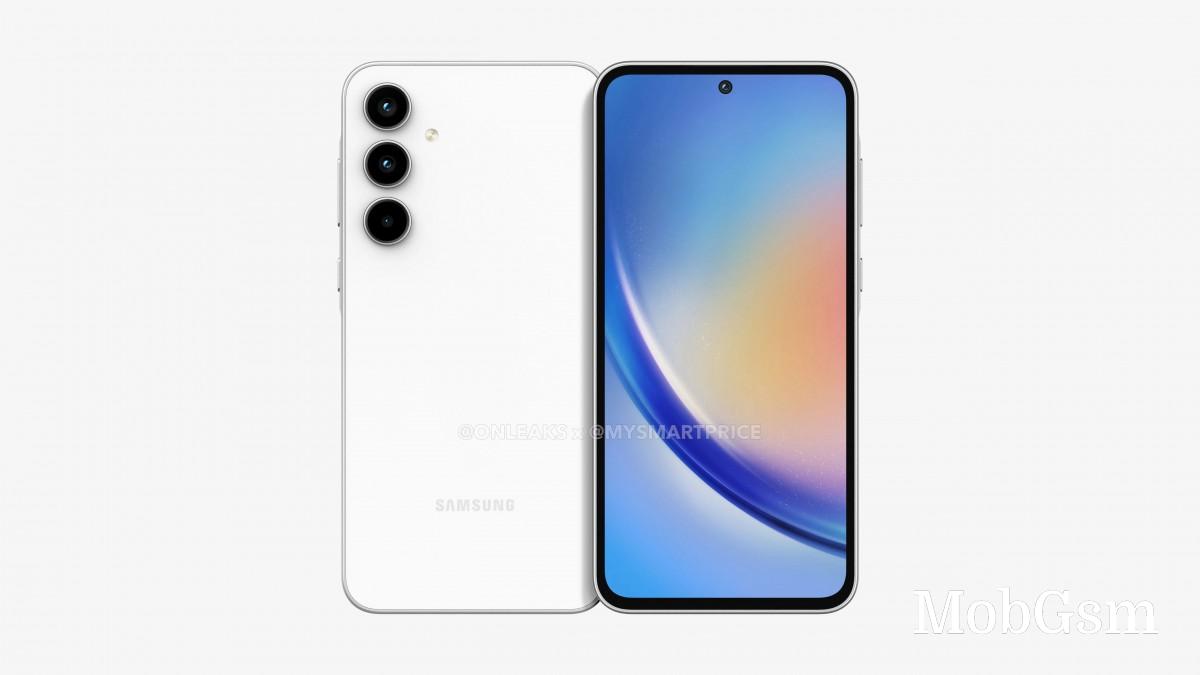 Samsung Galaxy A35 appears in renders alongside key specs