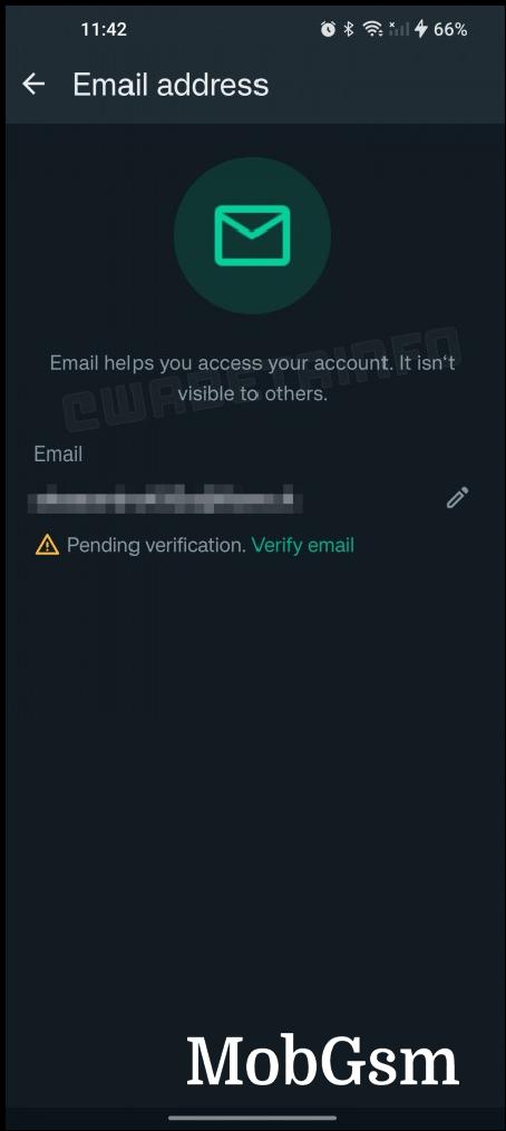 Screenshot from the email verification prompt