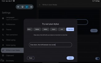The Write in text fields help screen