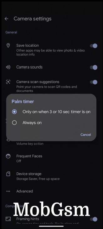 Cusomtizable Palm timer and separate Ultra HDR toggle