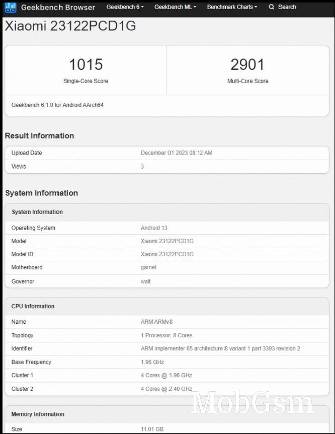 Poco X6 5G GeekBench