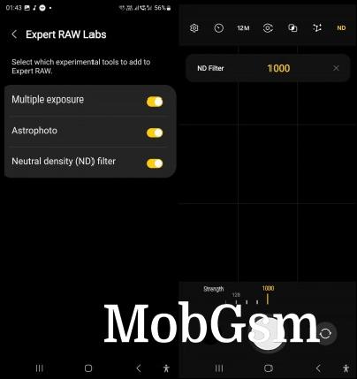 The ND Filter is an experimental feature in Expert RAW