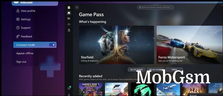 Xbox app for PC gets Compact mode for handheld gaming PCs