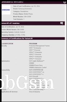 Wi-Fi Alliance certificates: Galaxy C55