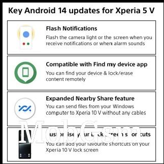 Sony Xperia 5 V Android 14 update