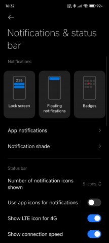 Notification options