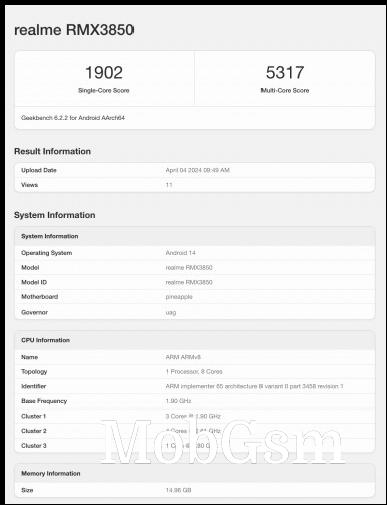 Realme GT Neo6 SE on Geekbench