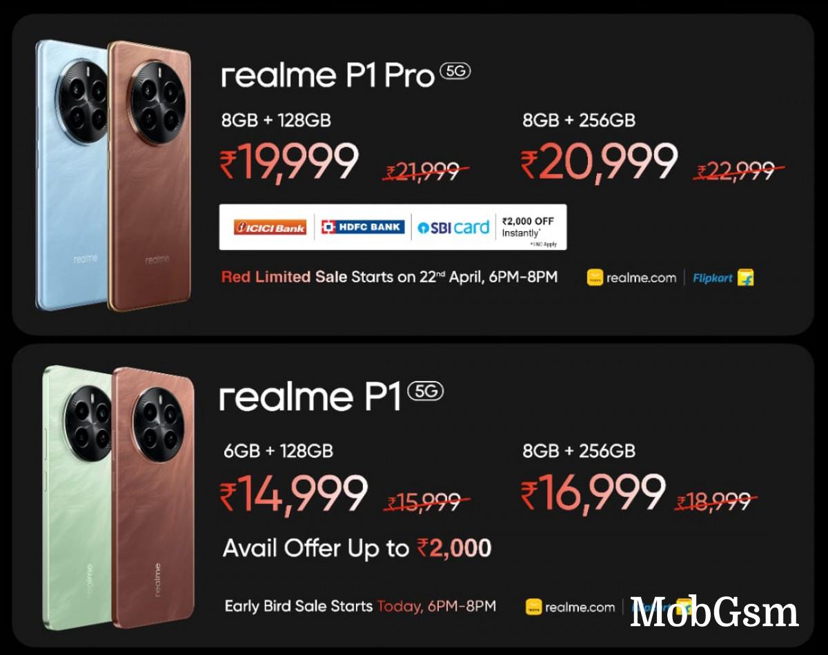 Realme P1 and P1 Pro official with 120Hz AMOLEDs, 50MP main cams and 45W charging