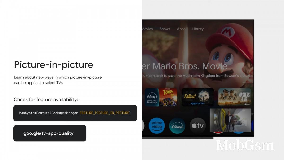 Android 14 for TV picture-in-picture mode and reduces power consumption