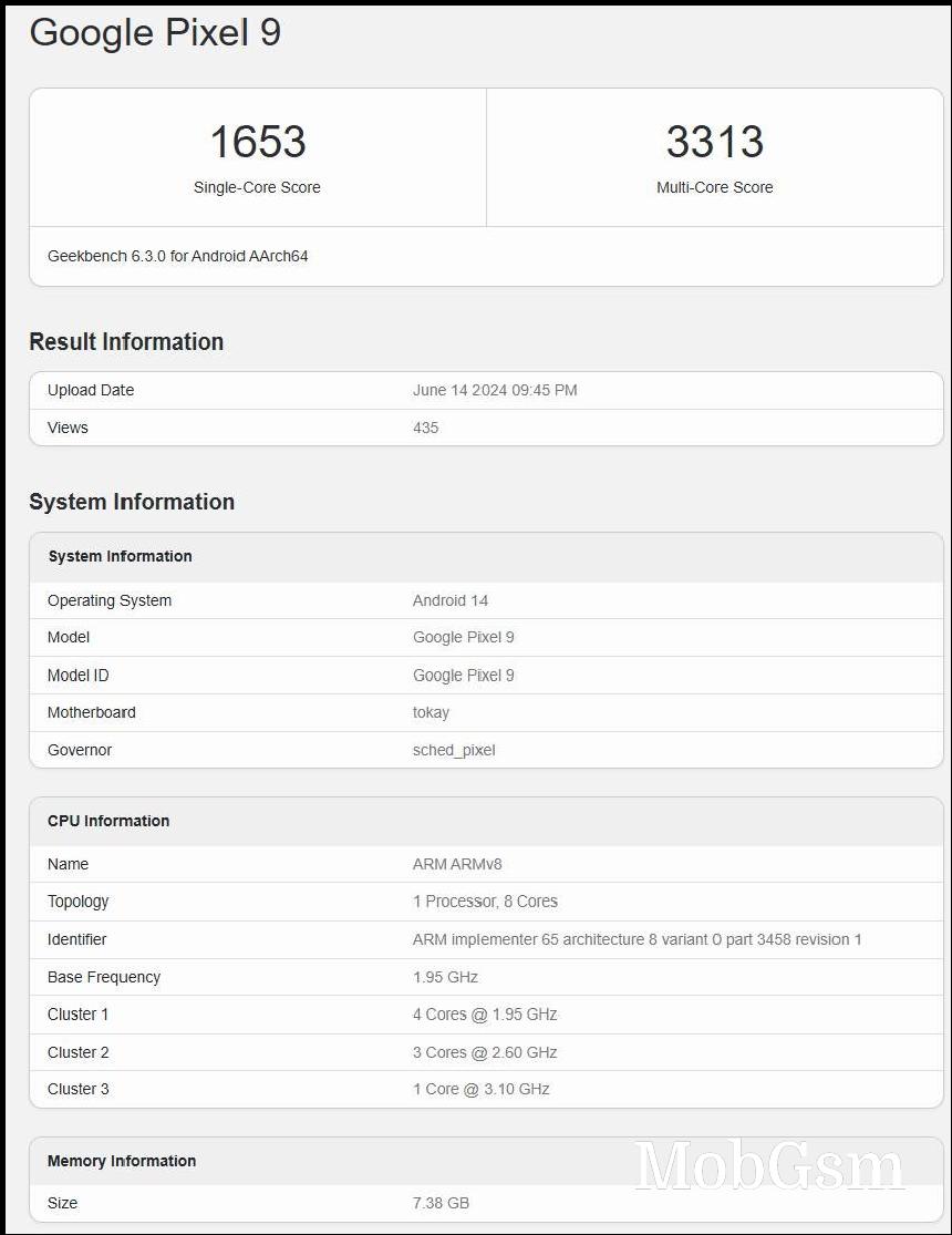 Google Pixel 9 Pro XL spotted for the first time on Geekbench