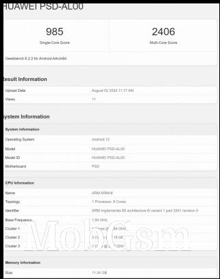 Huawei PSD-AL00 on Geekbench