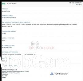 Tecno Camon 30S Pro at TUV Rheinland