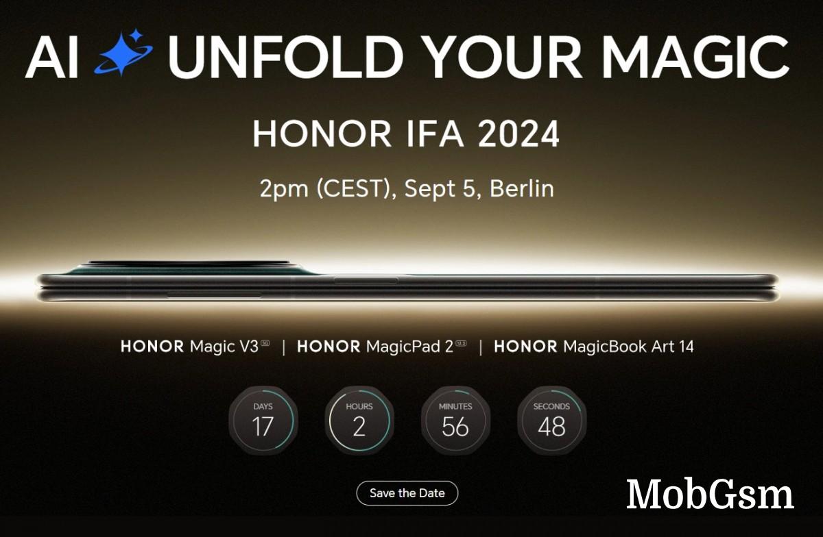 The Honor Magic V3 foldable flagship will make its global debut at IFA this September