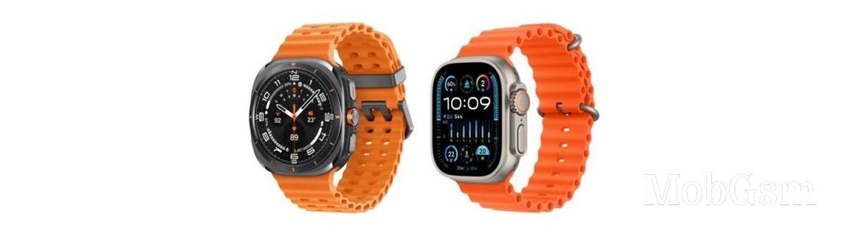 Samsung Galaxy Watch Ultra (left) vs. Apple Watch Ultra (right)