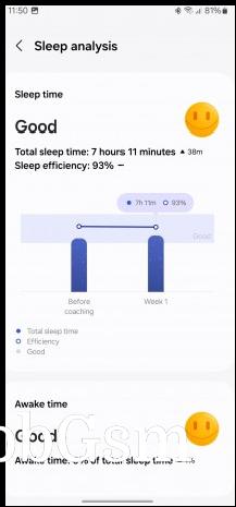 Sleep analysis on Samsung Health