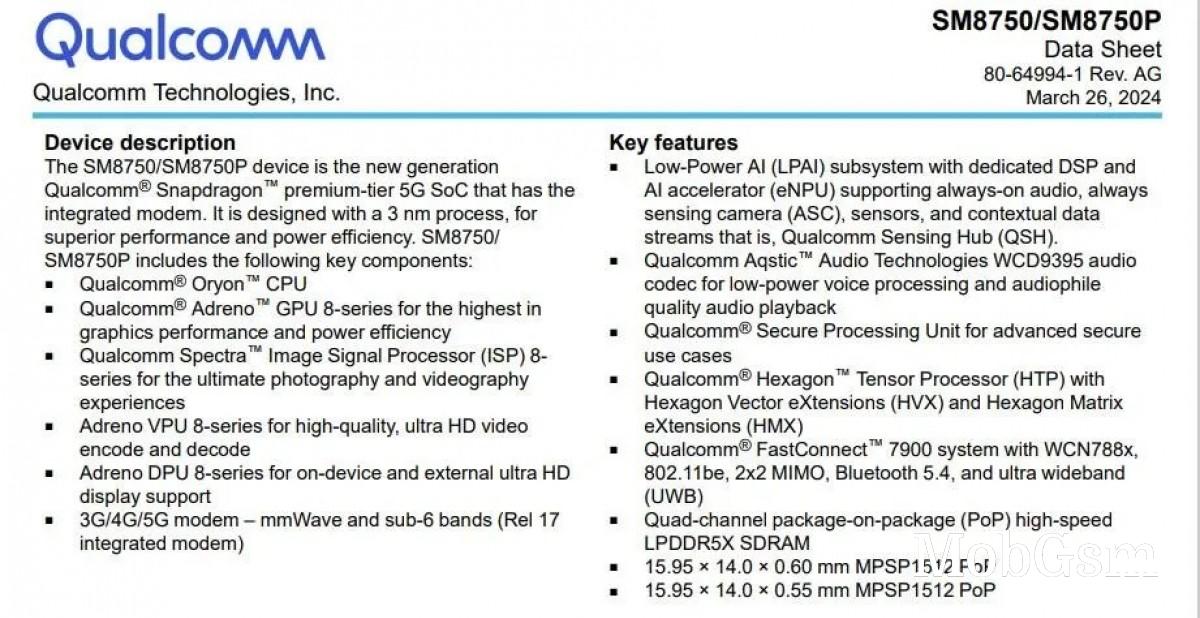 Leaked slide reveals that the Snapdragon 8 Gen 4 is a 3nm chip with an Oryon CPU