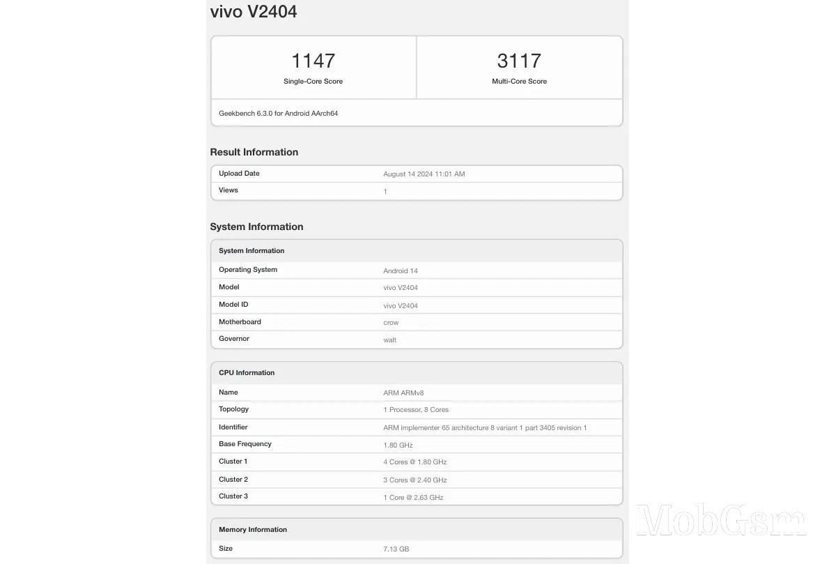 vivo T3 Pro stops by Geekbench with Snapdragon 7 Gen 3 chipset