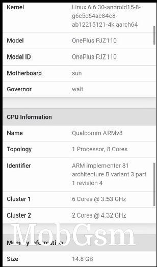 OnePlus 13 with Snapdragon 8 Gen 4 on Geekbench