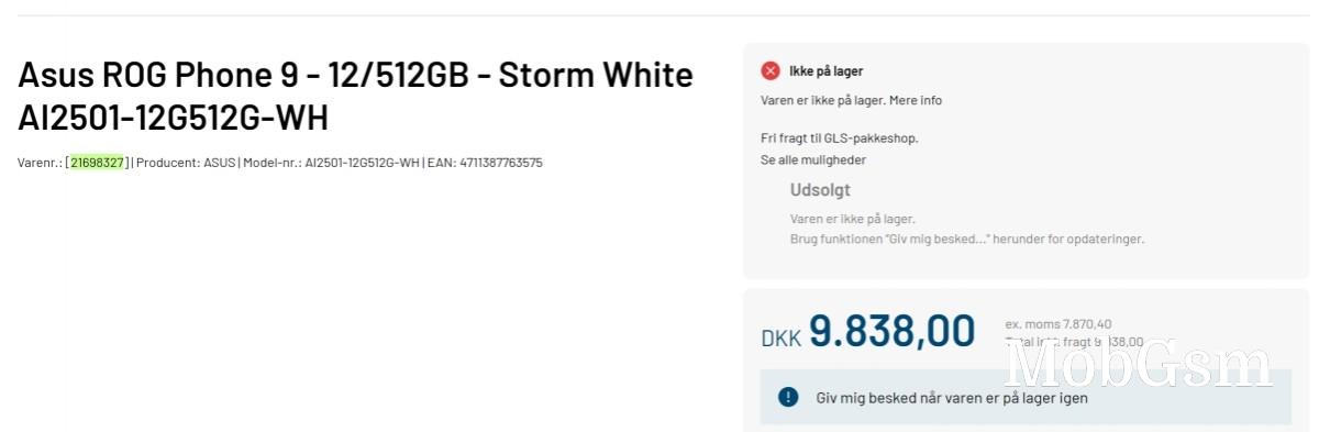 Asus ROG Phone 9 price in Denmark