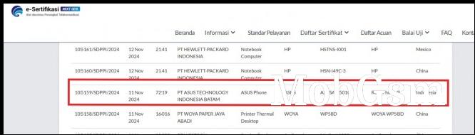 Asus ROG Phone 9 certifications