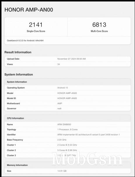 Honor AN00 on Geekbench