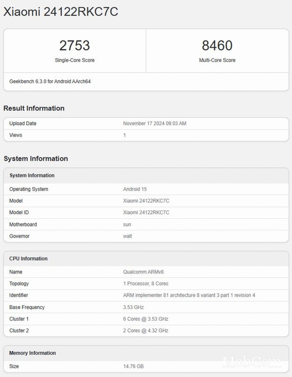 Redmi K80 Pro appears on Geekbench