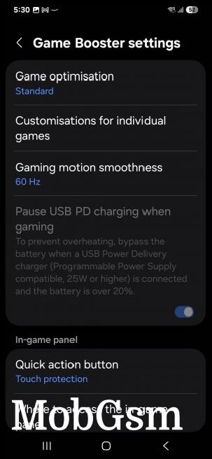 One UI 7 Gaming motion smoothness setting