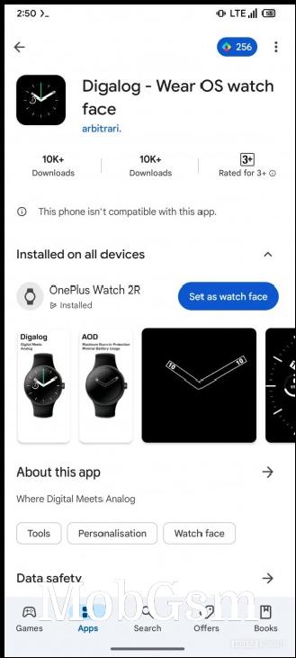 New watch face apply button