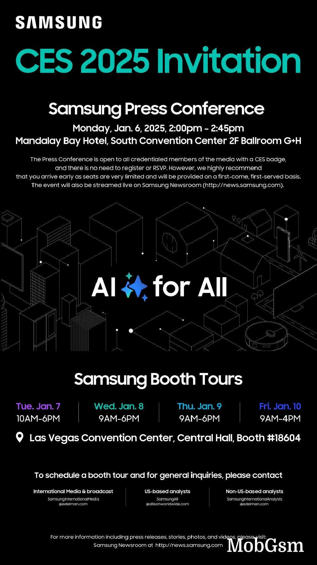 Samsung sets the theme for its CES 2025 press conference: ‘AI for All: Everyday,  Everywhere’