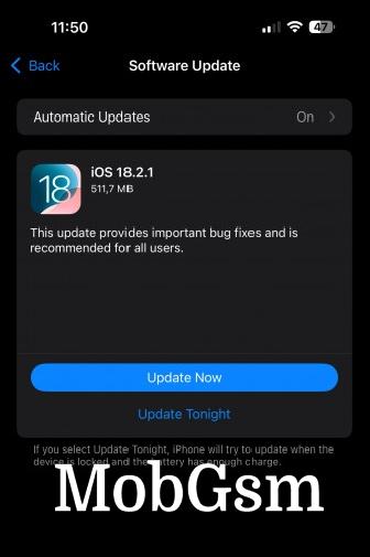 iOS 18.2.1 update changelog