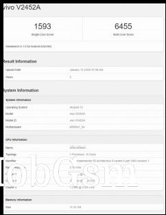 vivo V2452A, possibly the iQOO Z10 Turbo, with a Dimensity 8400 chipset