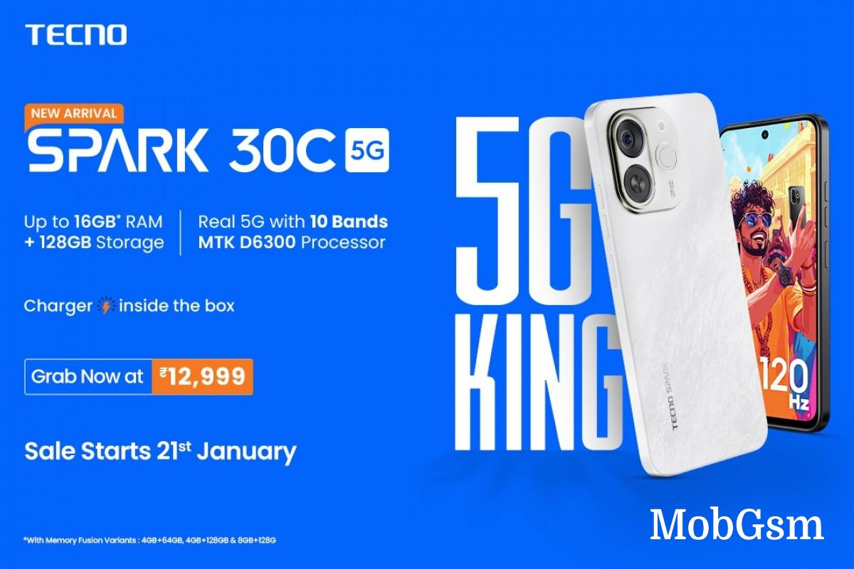 Tecno Spark 30C 5G 8GB variant launched in India