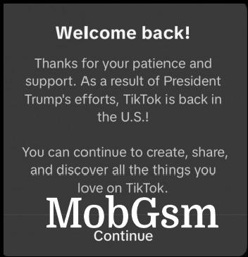 Notifications from TikTok app after ban