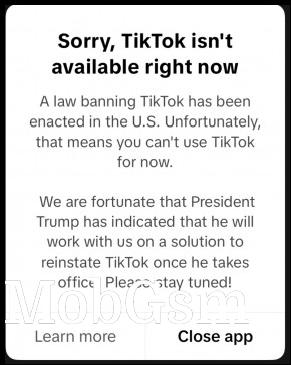 Notifications from TikTok app during ban