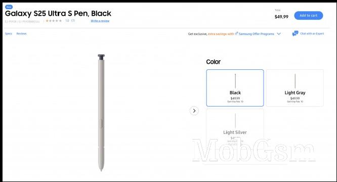 Galaxy S25 Ultra S Pen prices on Samsung US