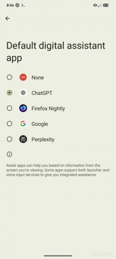 ChatGPT as the default digital assistant app